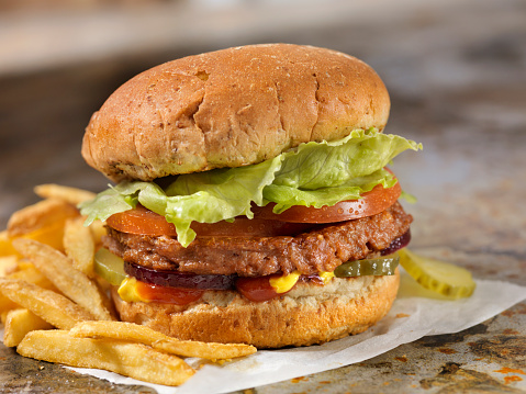 The Meatless Burger - 100% Plant Based Protein Burger with Fries