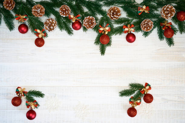 istock Christmas decorations on wooden background. 1072128312