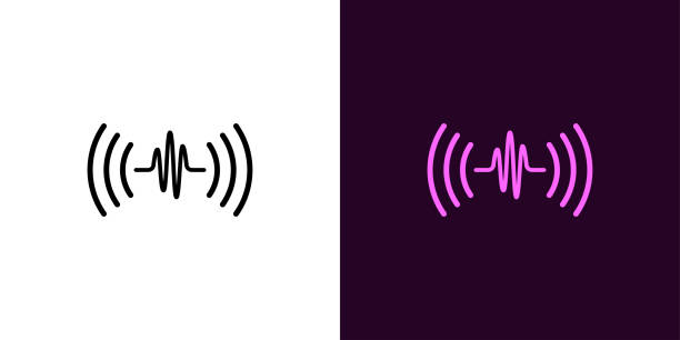 schallwelle abbildung. solide sprachassistent - record noise stock-grafiken, -clipart, -cartoons und -symbole