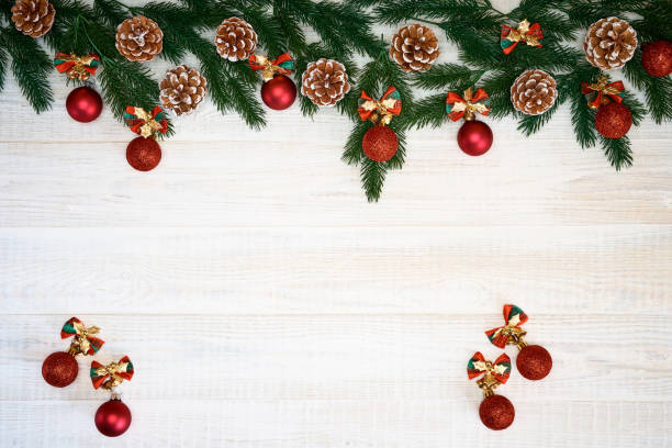 istock Christmas decorations on wooden background. 1072129362