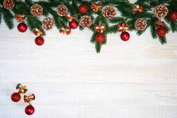 istock Christmas decorations on wooden background. 1072131476