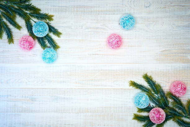 istock Christmas decorations on wooden background. 1072132094