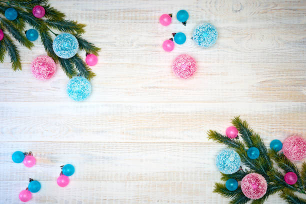 istock Christmas decorations on wooden background. 1072132412