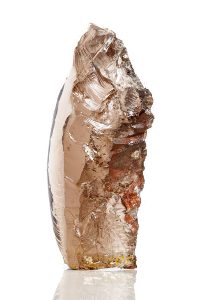istock Macro mineral stone Smoky quartz, rauchtopaz on a white background 1072134852