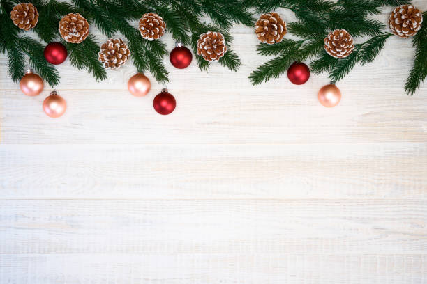 istock Christmas decorations on wooden background. 1072134878