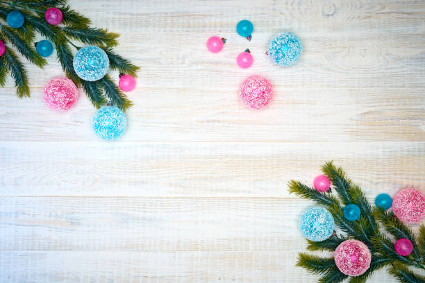 istock Christmas decorations on wooden background. 1072134924
