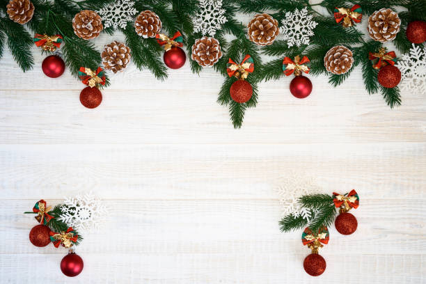 istock Christmas decorations on wooden background. 1072135056