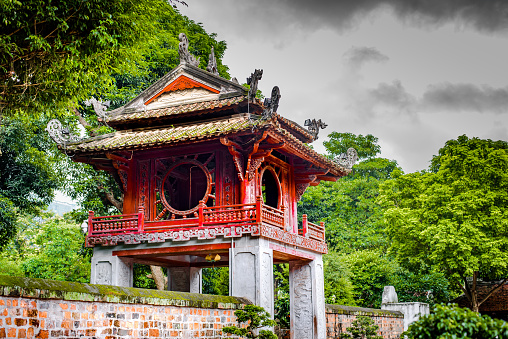 The Temple of Literature Van Mieu in Hanoi, Vietnam, The temple hosts the \