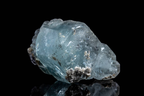 istock Macro mineral stone Aquamarine on a black background 1072138164