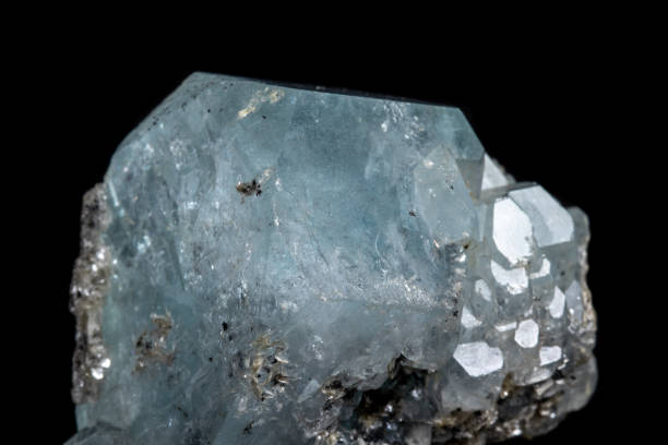 istock Macro mineral stone Aquamarine on a black background 1072140072