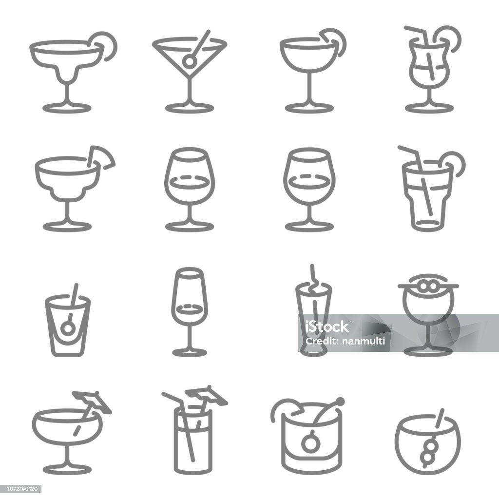 Cocktail Vector Line Icons Contains Such Icons As Wine Mojito Champagne And  More Expanded Stroke Stock Illustration - Download Image Now - iStock