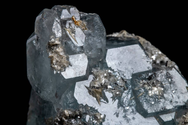 istock Macro mineral stone Aquamarine on a black background 1072140458