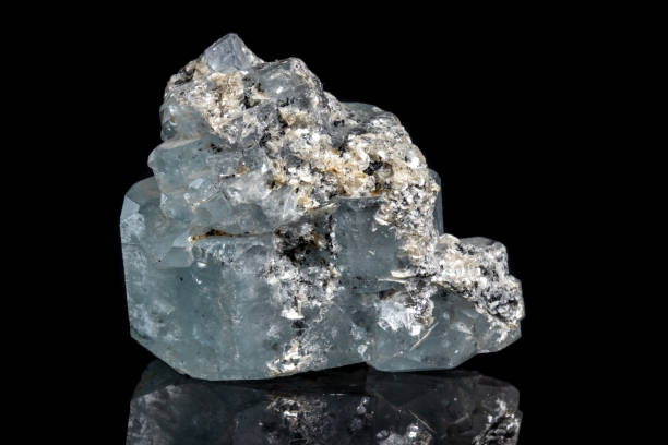 istock Macro mineral stone Aquamarine on a black background 1072140658