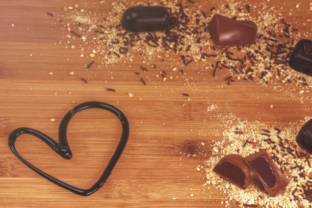 istock Chocolate heart on wooden background Valentines day 1072142530