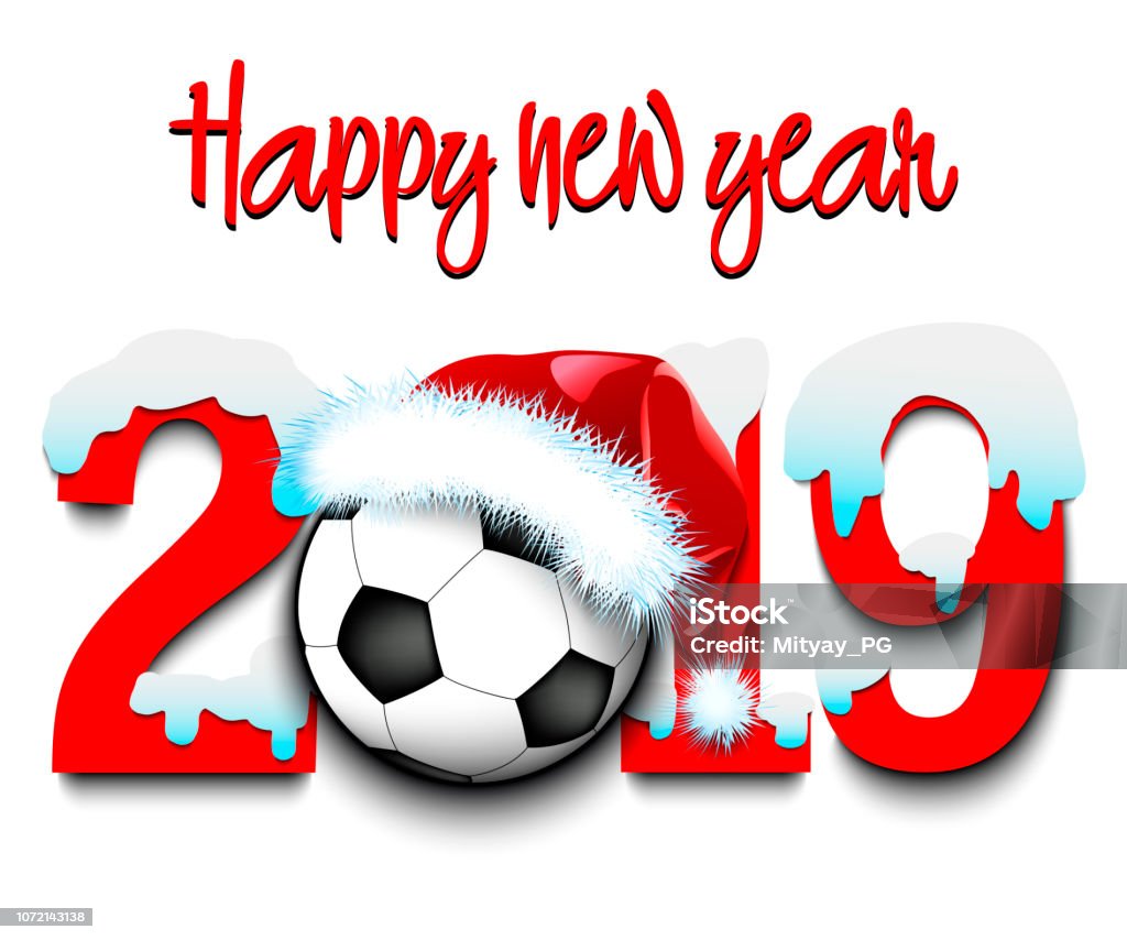 Neue Jahr Zahlen 2019 Und Fußball Stock Vektor Art und mehr Bilder von