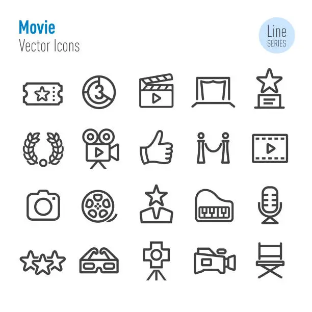 Vector illustration of Movie Icons - Vector Line Series
