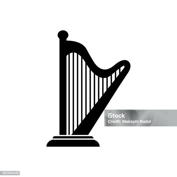 Harp Icon On White Background Stock Illustration - Download Image Now - Symphony Orchestra, Acoustic Guitar, Ancient