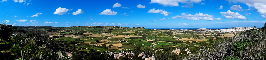 A Panoramic view of the Environment in Malta featuring clean green areas free of pollution.