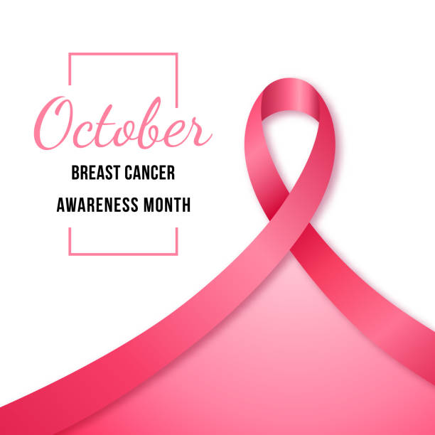 핑크 리본 배너, 유방암 인식의 달의 상징. 벡터 일러스트입니다. - breast cancer awareness ribbon stock illustrations