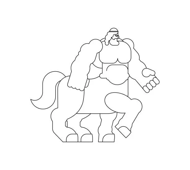Vector illustration of Centaur Heraldic animal linear style. half-man half horse Fantastic Beast. Monster for coat of arms. Heraldry design element.