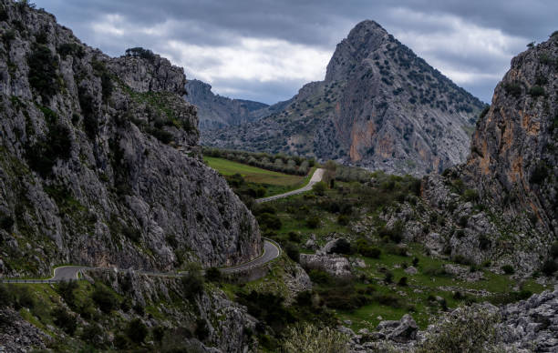 Rugged road in Mountains of Spain stock photo