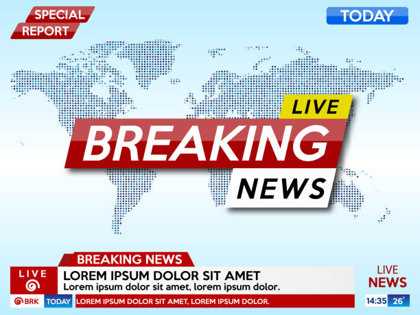 Background screen saver on breaking news. Breaking news live on blue background with world map. Background screen saver on breaking news. Breaking news live on blue background with world map. Vector illustration. breaking news stock illustrations