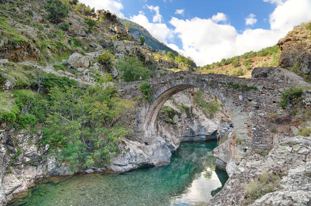 istock Old Genovese bridge near Asco (Corsica) 1072156638