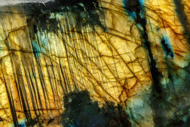 istock Macro Labradorite mineral stone on white background 1072158634