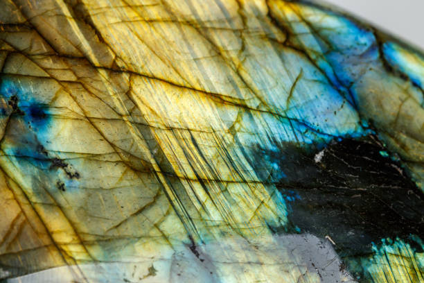 istock Macro Labradorite mineral stone on white background 1072163268