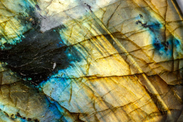 istock Macro Labradorite mineral stone on white background 1072163406