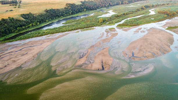 istock Niobrara River in Nebraska - aerial view 1072163564