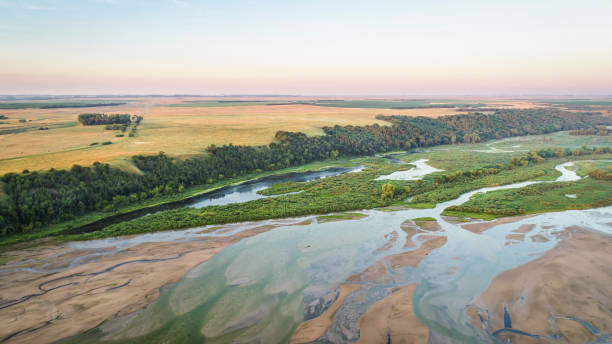 istock Niobrara River in Nebraska - aerial view 1072163722