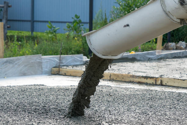 istock Pouring concrete Foundation. Slab Foundation. Place for your text. 1072176960