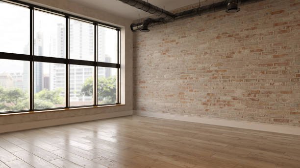 wnętrze pustego pomieszczenia renderowania 3d - barren zdjęcia i obrazy z banku zdjęć