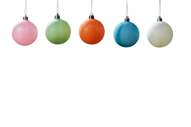 istock Multicolored christmas balls isolated on white background 1072185822
