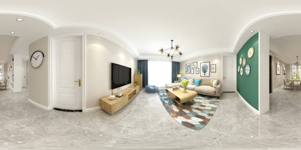 istock 3D Render 360 Degrees Modern Living Room 1072188530