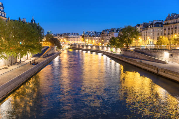 istock Paris at night - sunset over Seine river 1072191114