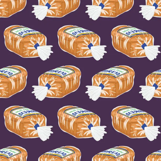 Vector illustration of Breakfast Foods Seamless Pattern - Loaf of Bread