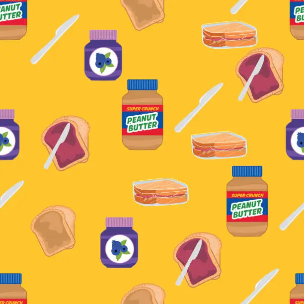 Vector illustration of Toast With Jelly And Peanut Butter