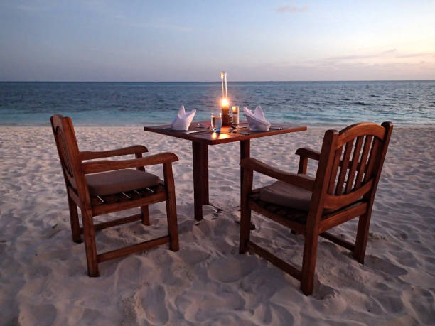 istock Beach on Kuredu island - candle light dinner - Maldives 1072193588