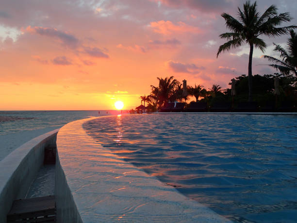 istock Beach on Kuredu island - infinity pool - sunset - Maldives 1072193644