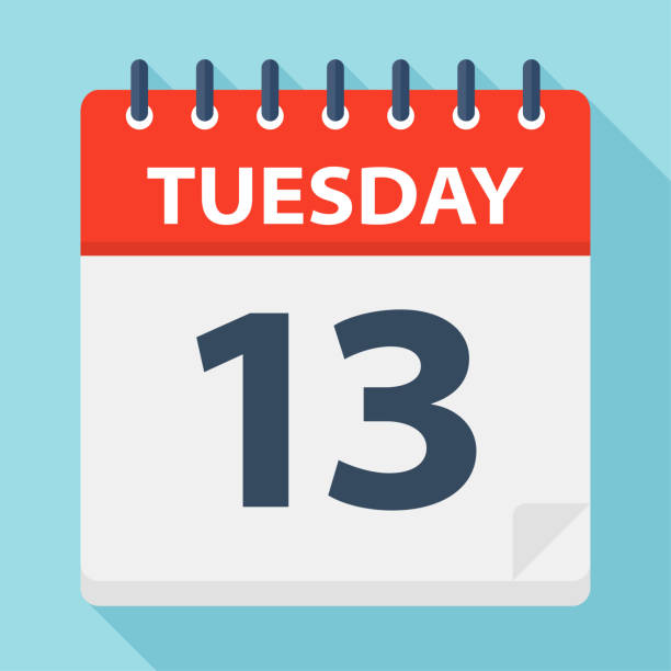 istock Tuesday 13 - Calendar Icon. Vector illustration of week day paper leaf. 1072193842