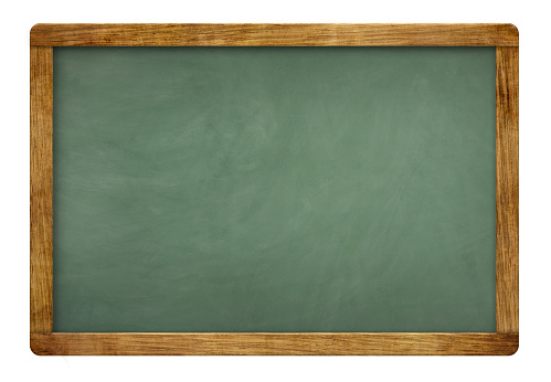 Blank green slate blackboard isolated on white background.