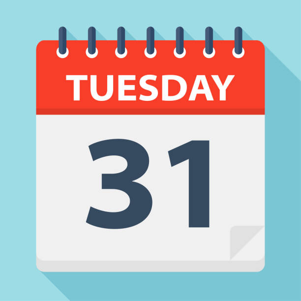 istock Tuesday 31 - Calendar Icon. Vector illustration of week day paper leaf. 1072193892