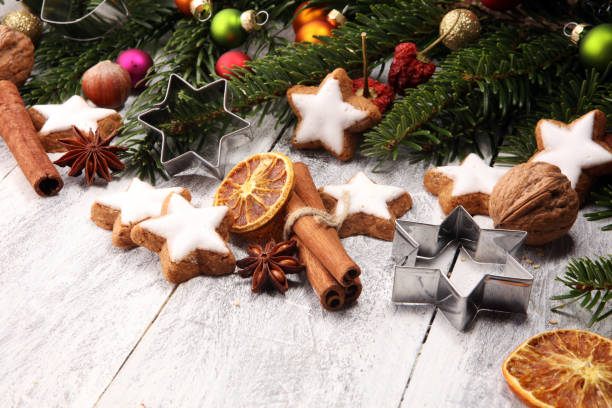 istock Baking christmas cookies. Typical cinnamon stars bakery for xmas with ingredients. 1072196140