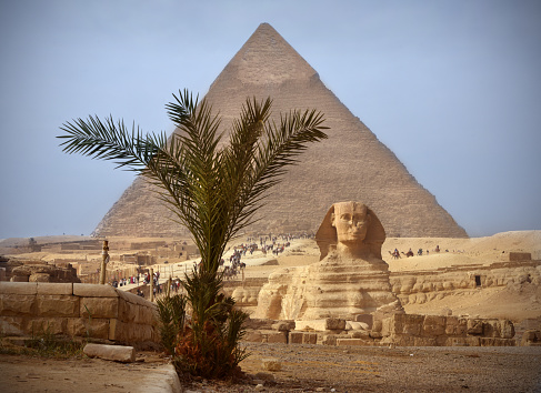 Cityscape seen around the Pyramids of Giza, Egypt