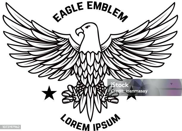 Emblem Template With Eagle In Engraving Style Design Elements For Label Sign Menu Stock Illustration - Download Image Now