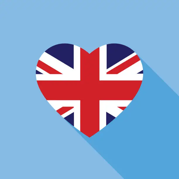 Vector illustration of Blue Great Britain Heart Flag Icon