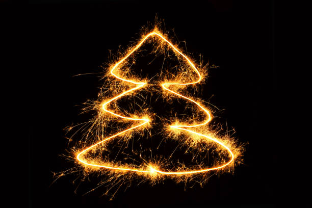 istock Christmas tree drawing sparkling sparklers 1072200336