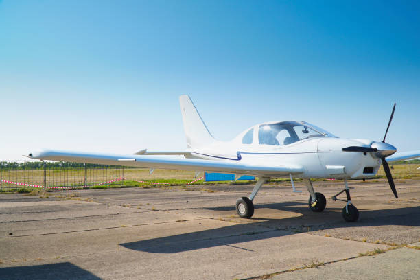 istock Light single-engine aircraft at the airport 1072201678